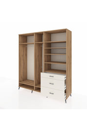 Kronos Dolap 9 Raflı 3 Çekmeceli 3 Askılı 220x59x243 Çam-Çam/Aytaşı