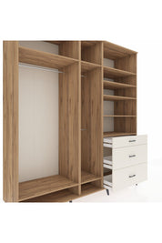Kronos Dolap 9 Raflı 3 Çekmeceli 3 Askılı 220x59x243 Çam-Çam/Aytaşı