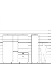 Kronos Dolap 9 Raflı 3 Çekmeceli 3 Askılı 220x59x243 - S784M064V19C