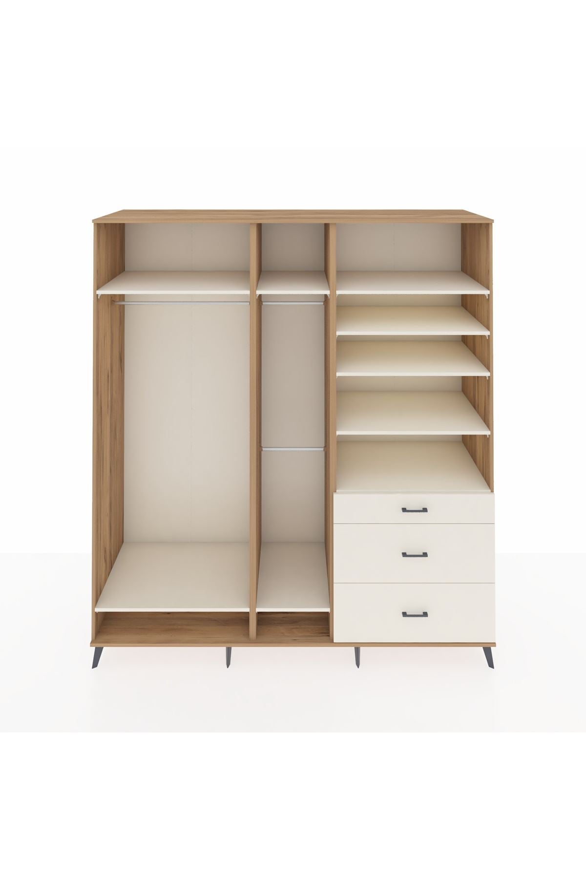 Kronos Dolap 9 Raflı 3 Çekmeceli 3 Askılı 220x59x243 Çam-Aytaşı/Aytaşı