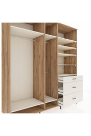 Kronos Dolap 9 Raflı 3 Çekmeceli 3 Askılı 220x59x243 Çam-Aytaşı/Aytaşı