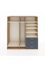 Kronos Dolap 9 Raflı 3 Çekmeceli 3 Askılı 220x59x243 Çam-Aytaşı/Antrasit