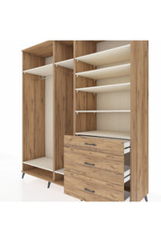 Kronos Dolap 9 Raflı 3 Çekmeceli 3 Askılı 220x59x243 Çam-Aytaşı/Çam