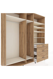Kronos Dolap 9 Raflı 3 Çekmeceli 3 Askılı 220x59x243 Çam-Aytaşı/Çam