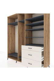 Kronos Dolap 9 Raflı 3 Çekmeceli 3 Askılı 220x59x243 Çam-Antrasit/Aytaşı