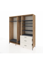 Kronos Dolap 9 Raflı 3 Çekmeceli 3 Askılı 220x59x243 Çam-Antrasit/Aytaşı