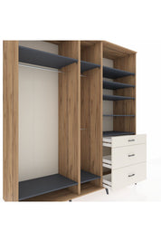 Kronos Dolap 9 Raflı 3 Çekmeceli 3 Askılı 220x59x243 Çam-Antrasit/Aytaşı