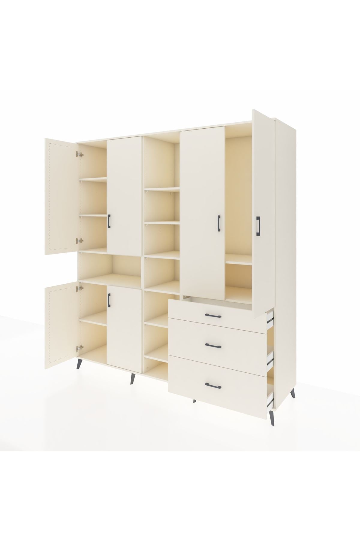 Kronos Dolap 13 Raflı 3 Çekmeceli 6 Kapaklı 220x59x243 - S784M065V04C