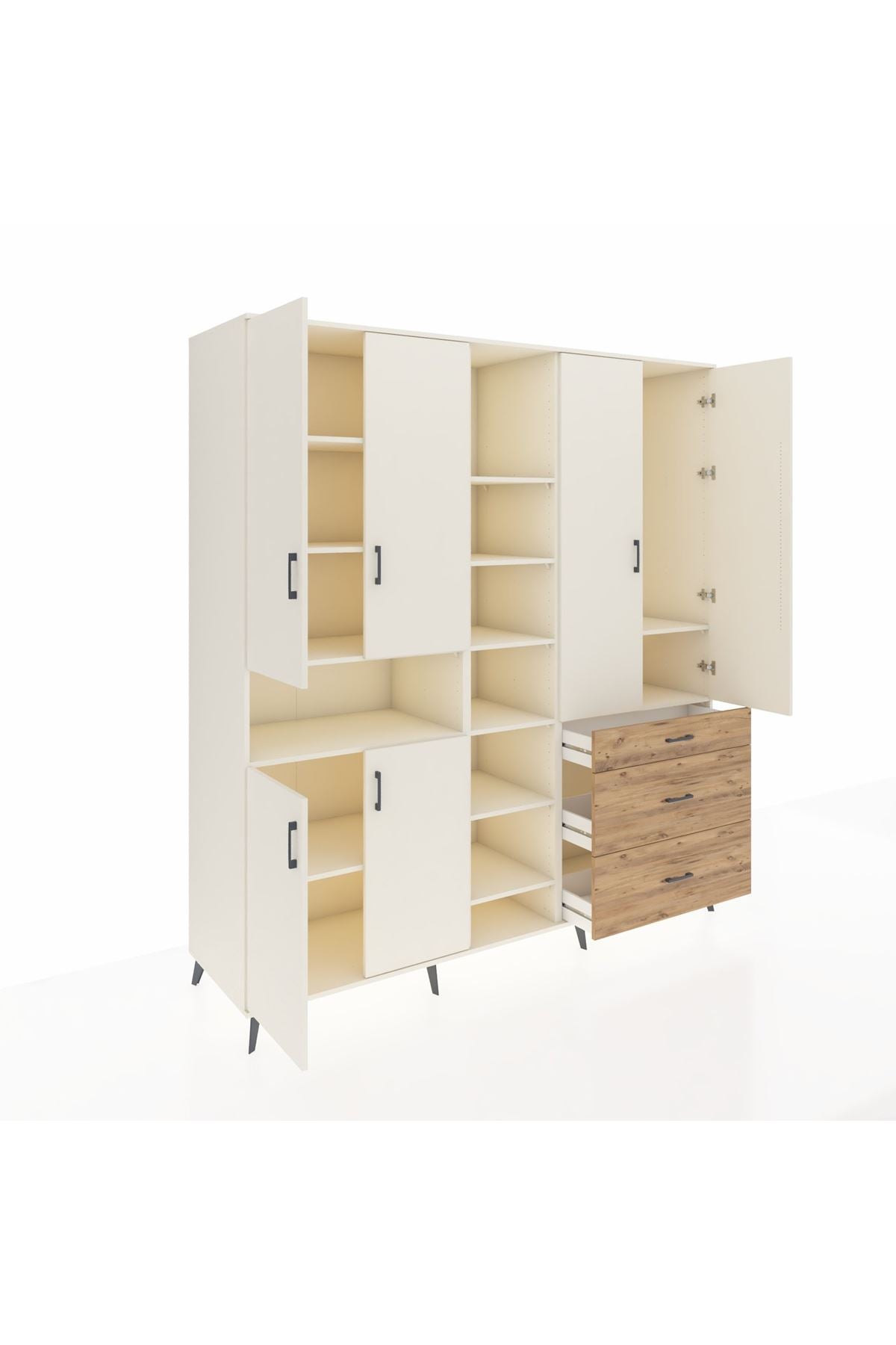Kronos Dolap 13 Raflı 3 Çekmeceli 6 Kapaklı 220x59x243 - S784M065V06C