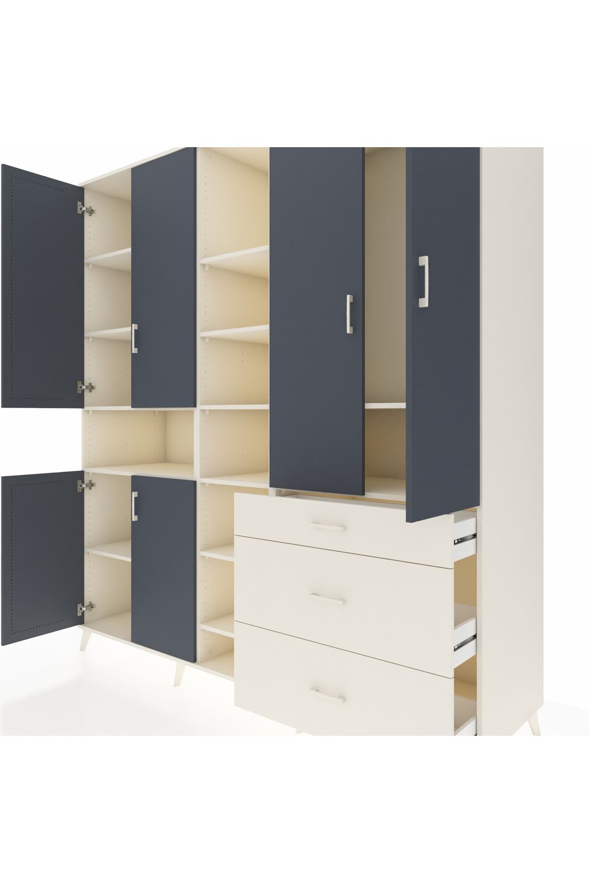 Kronos Dolap 13 Raflı 3 Çekmeceli 6 Kapaklı 220x59x243 - S784M065V07C