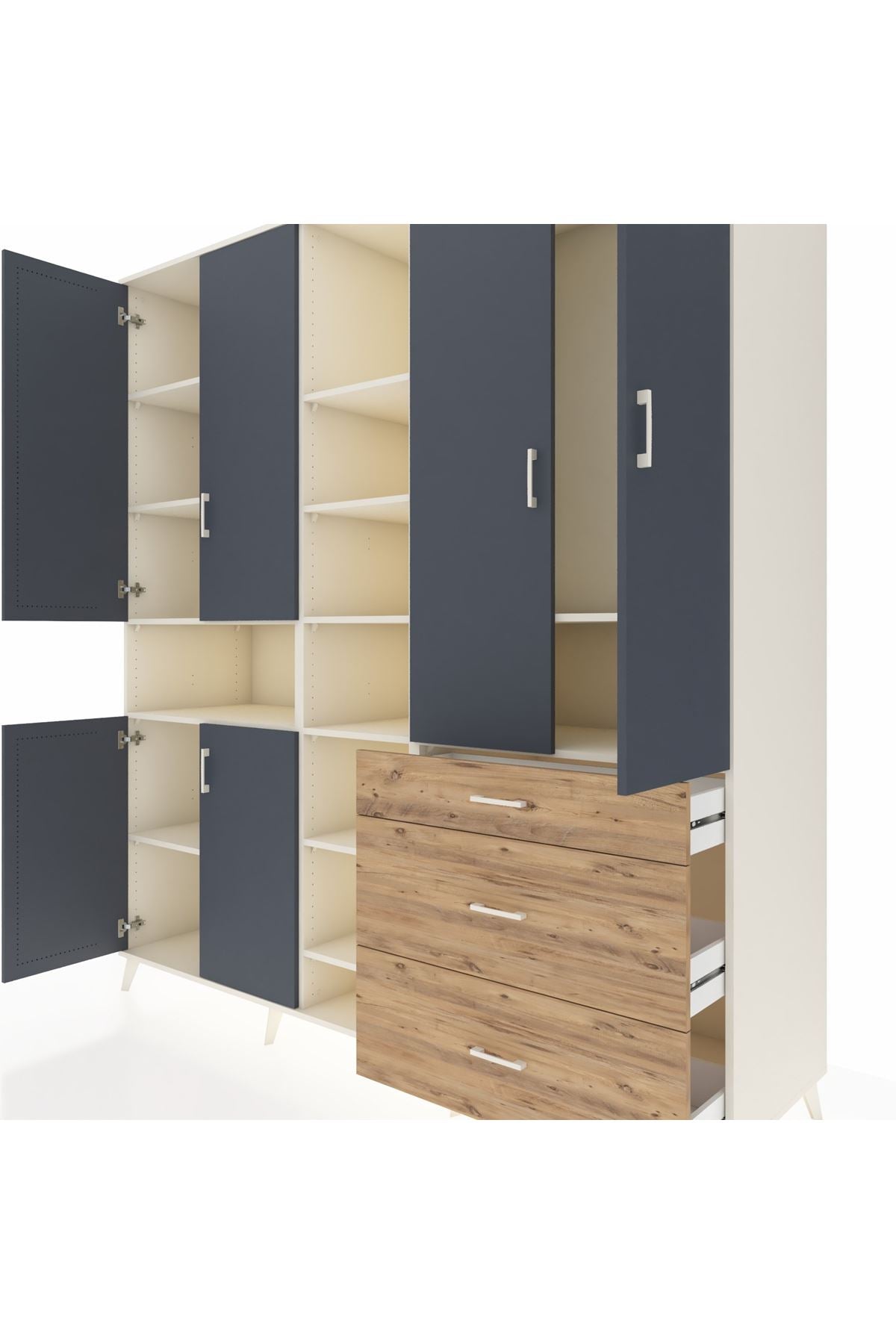 Kronos Dolap 13 Raflı 3 Çekmeceli 6 Kapaklı 220x59x243 - S784M065V09C
