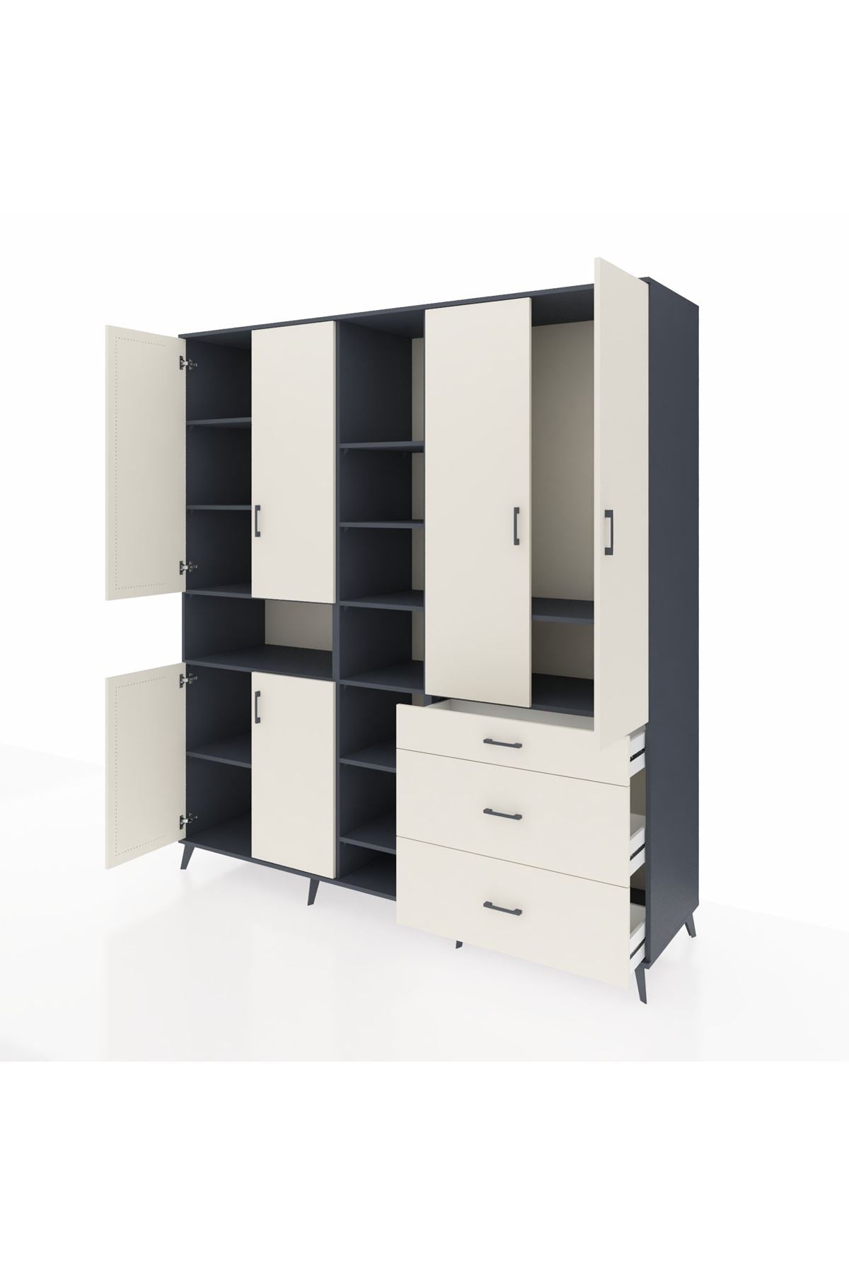 Kronos Dolap 13 Raflı 3 Çekmeceli 6 Kapaklı 220x59x243 - S784M065V13C