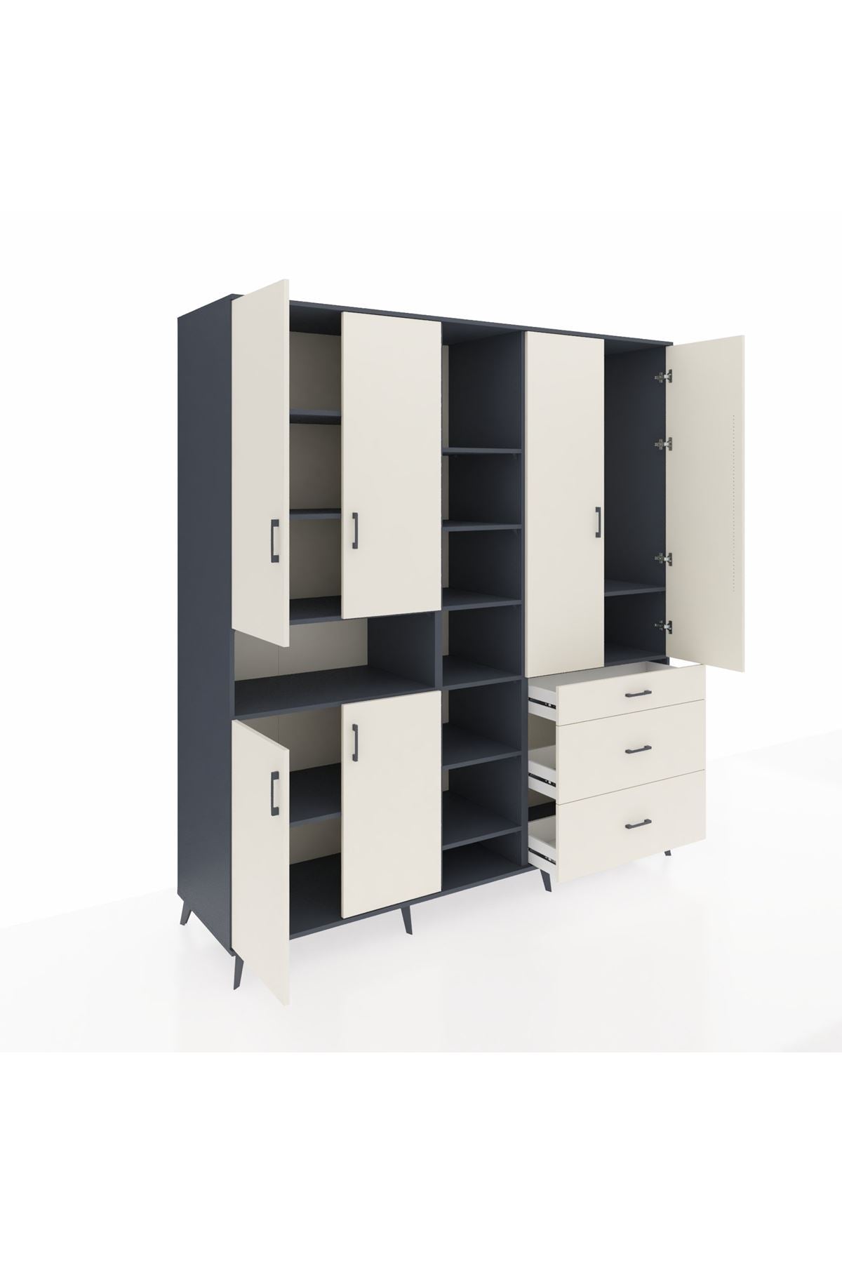 Kronos Dolap 13 Raflı 3 Çekmeceli 6 Kapaklı 220x59x243 - S784M065V13C