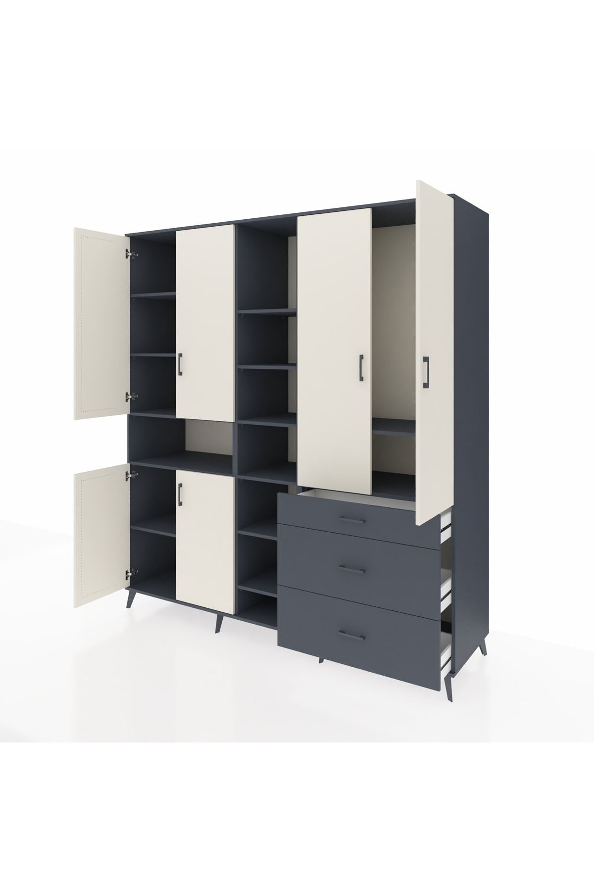 Kronos Dolap 13 Raflı 3 Çekmeceli 6 Kapaklı 220x59x243 - S784M065V14C