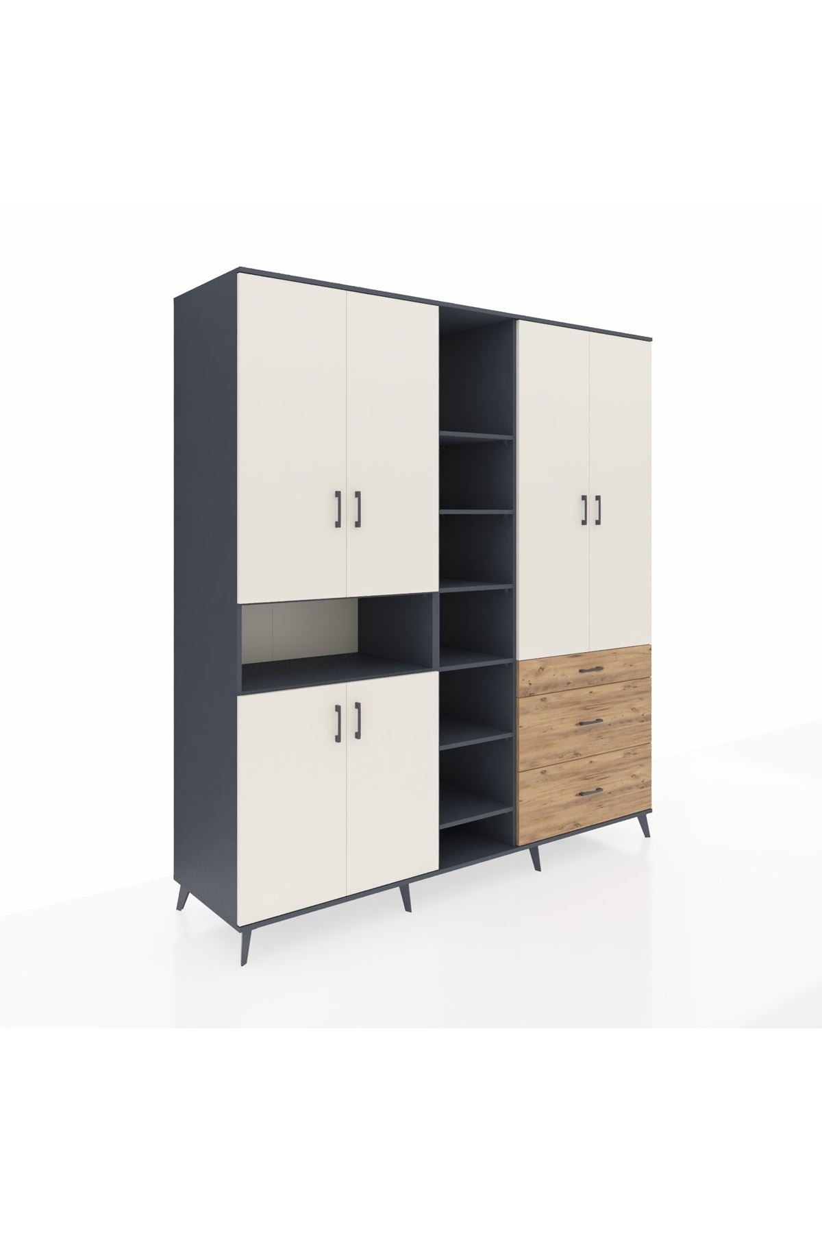 Kronos Dolap 13 Raflı 3 Çekmeceli 6 Kapaklı 220x59x243 - S784M065V15C