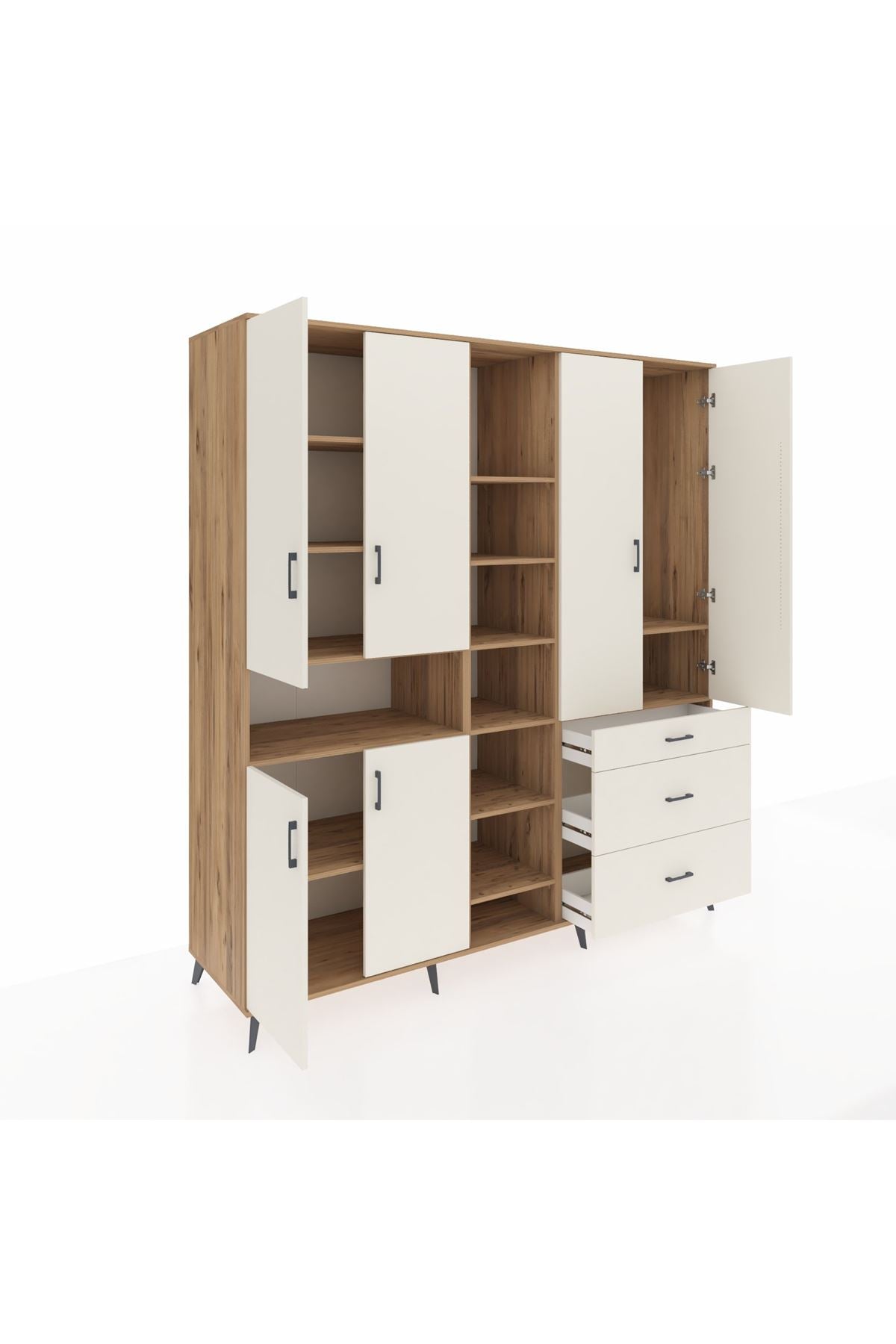 Kronos Dolap 13 Raflı 3 Çekmeceli 6 Kapaklı 220x59x243 - S784M065V22C