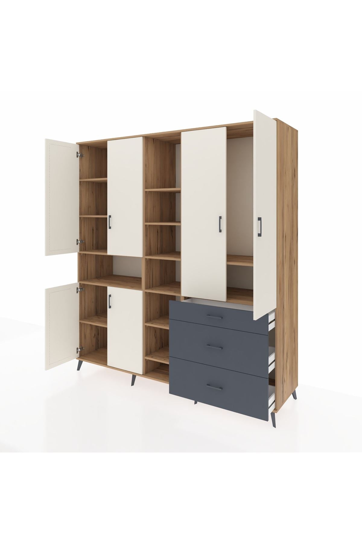 Kronos Dolap 13 Raflı 3 Çekmeceli 6 Kapaklı 220x59x243 - S784M065V23C
