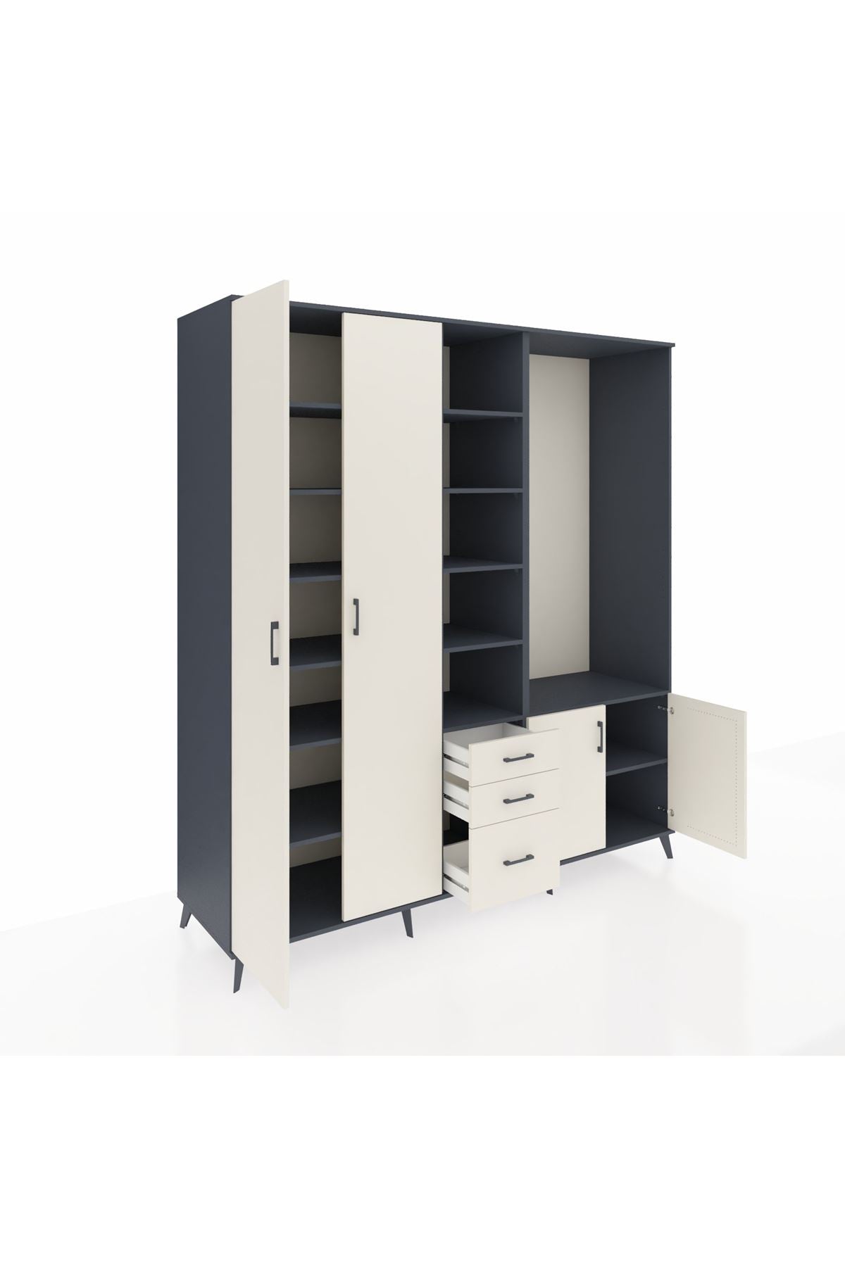 Kronos Dolap 13 Raflı 3 Çekmeceli 4 Kapaklı 220x59x243 - S784M066V13C