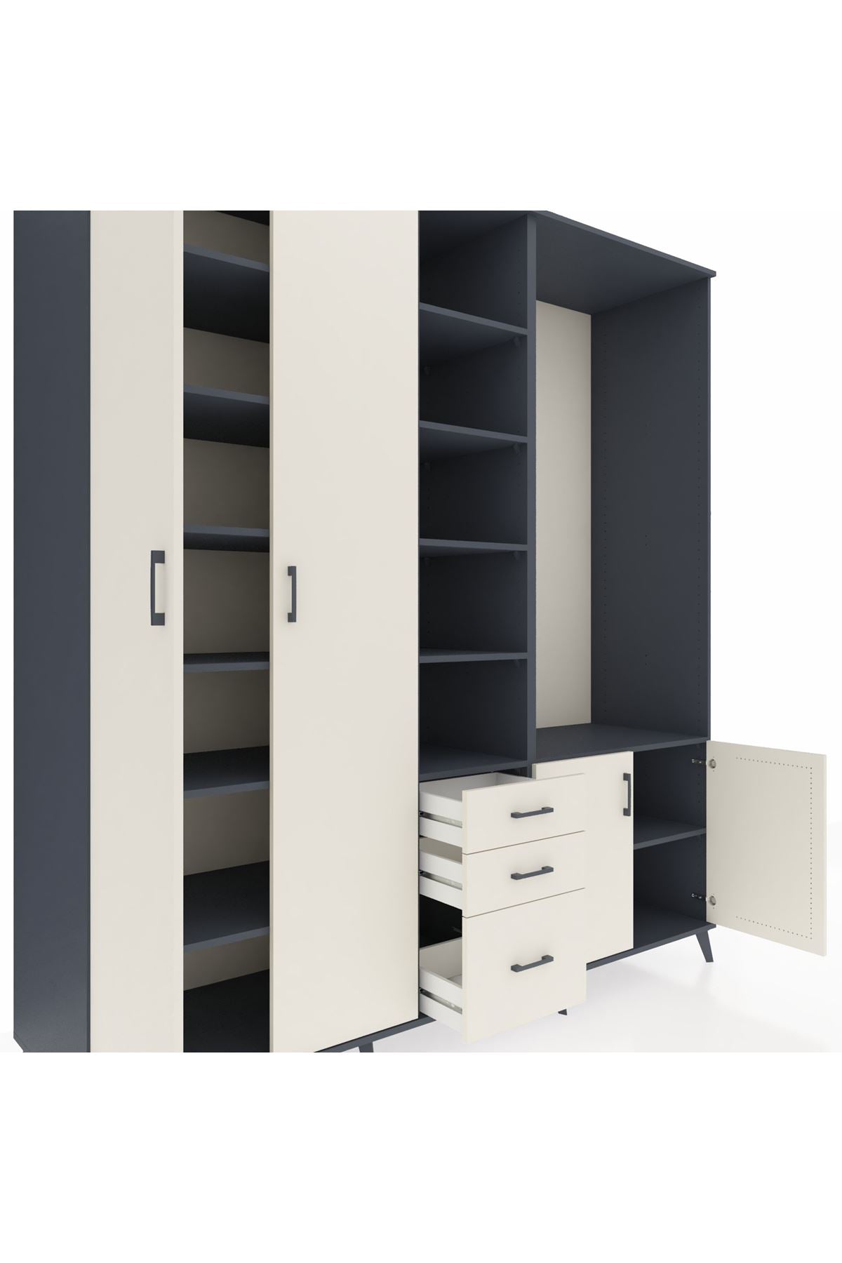 Kronos Dolap 13 Raflı 3 Çekmeceli 4 Kapaklı 220x59x243 - S784M066V13C
