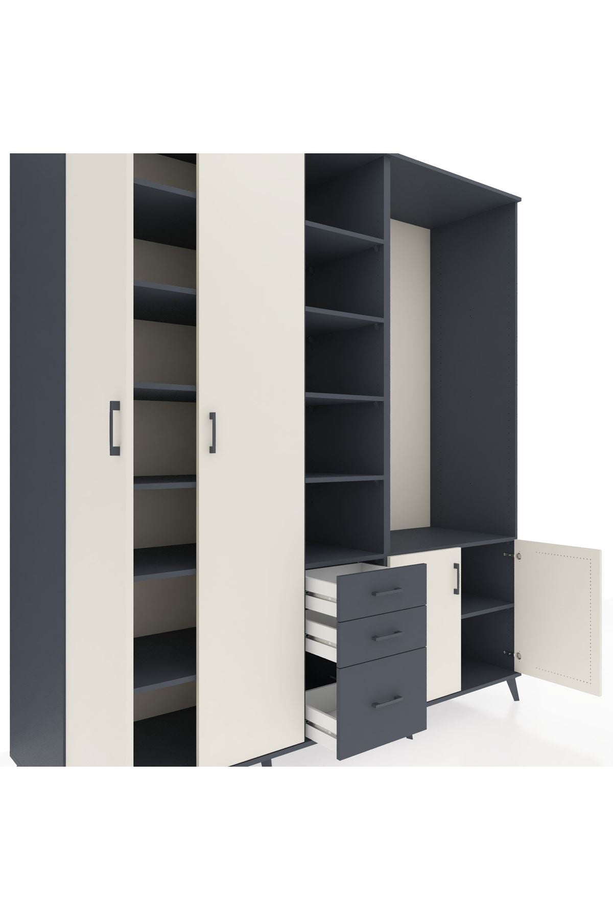 Kronos Dolap 13 Raflı 3 Çekmeceli 4 Kapaklı 220x59x243 - S784M066V14C