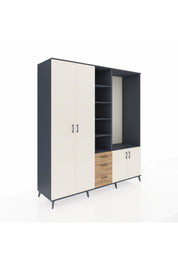 Kronos Dolap 13 Raflı 3 Çekmeceli 4 Kapaklı 220x59x243 Antrasit-Aytaşı/Çam