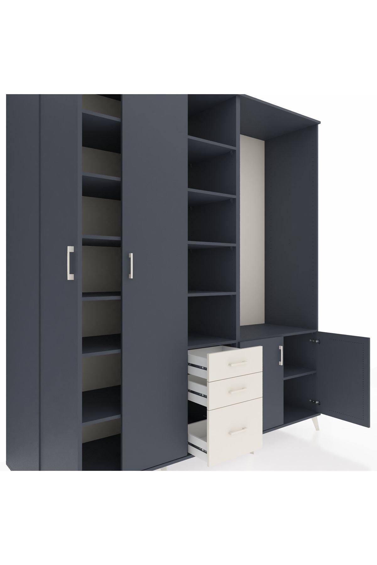 Kronos Dolap 13 Raflı 3 Çekmeceli 4 Kapaklı 220x59x243 - S784M066V16C