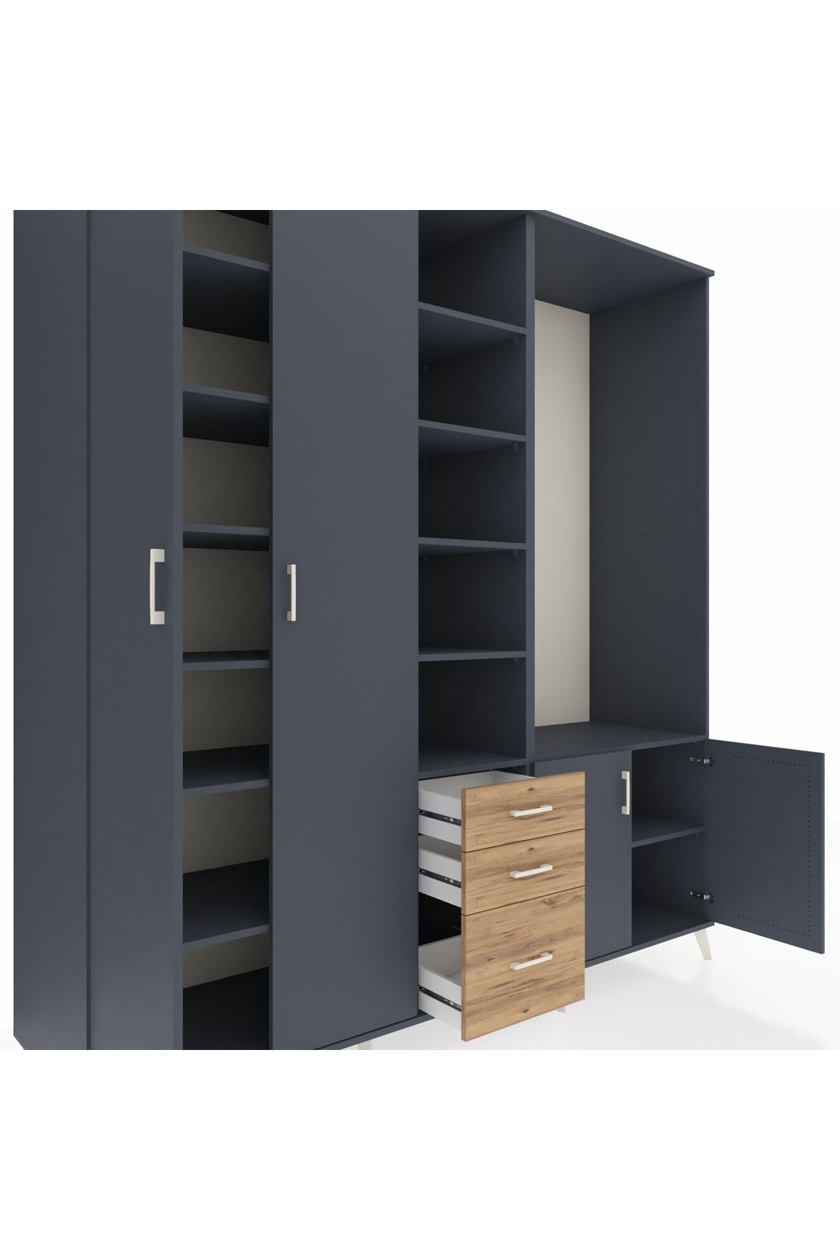 Kronos Dolap 13 Raflı 3 Çekmeceli 4 Kapaklı 220x59x243 - S784M066V18C