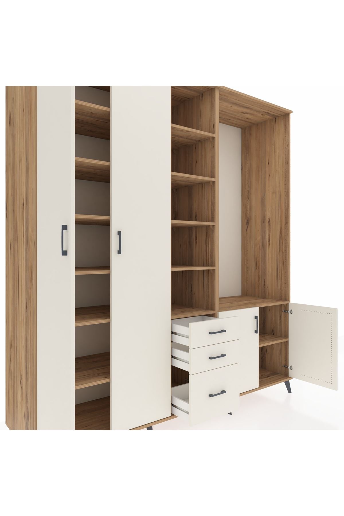 Kronos Dolap 13 Raflı 3 Çekmeceli 4 Kapaklı 220x59x243 - S784M066V22C