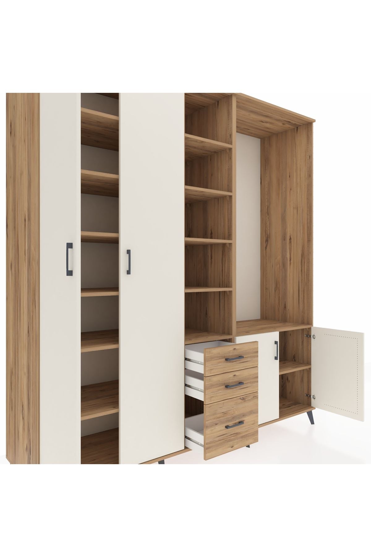 Kronos Dolap 13 Raflı 3 Çekmeceli 4 Kapaklı 220x59x243 - S784M066V24C