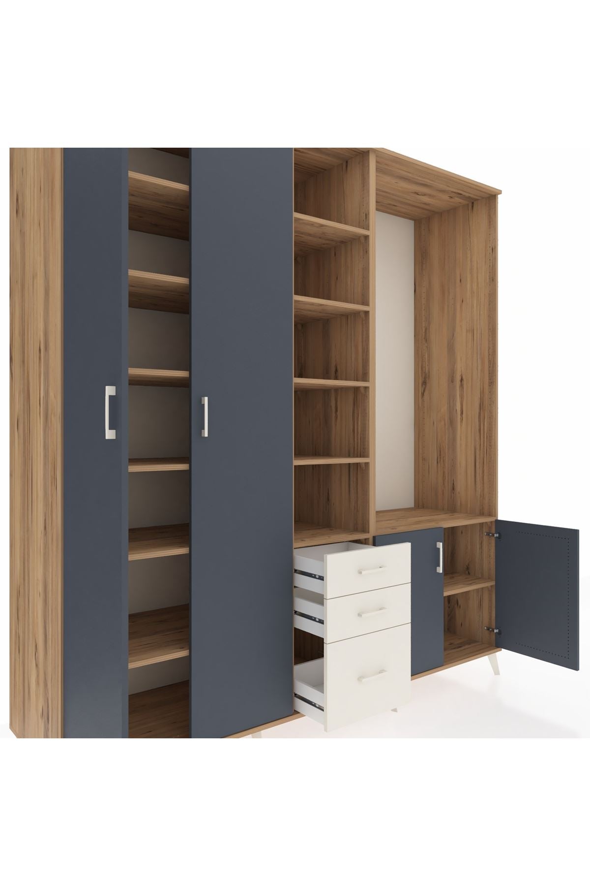 Kronos Dolap 13 Raflı 3 Çekmeceli 4 Kapaklı 220x59x243 - S784M066V25C