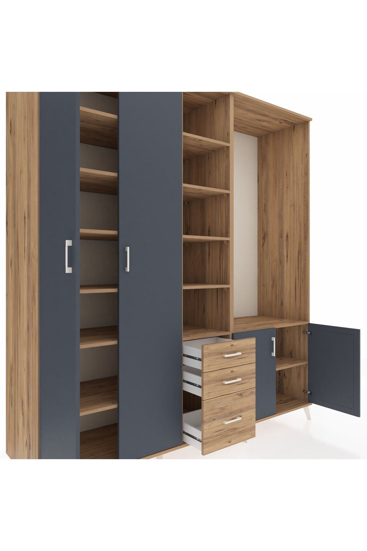 Kronos Dolap 13 Raflı 3 Çekmeceli 4 Kapaklı 220x59x243 - S784M066V27C