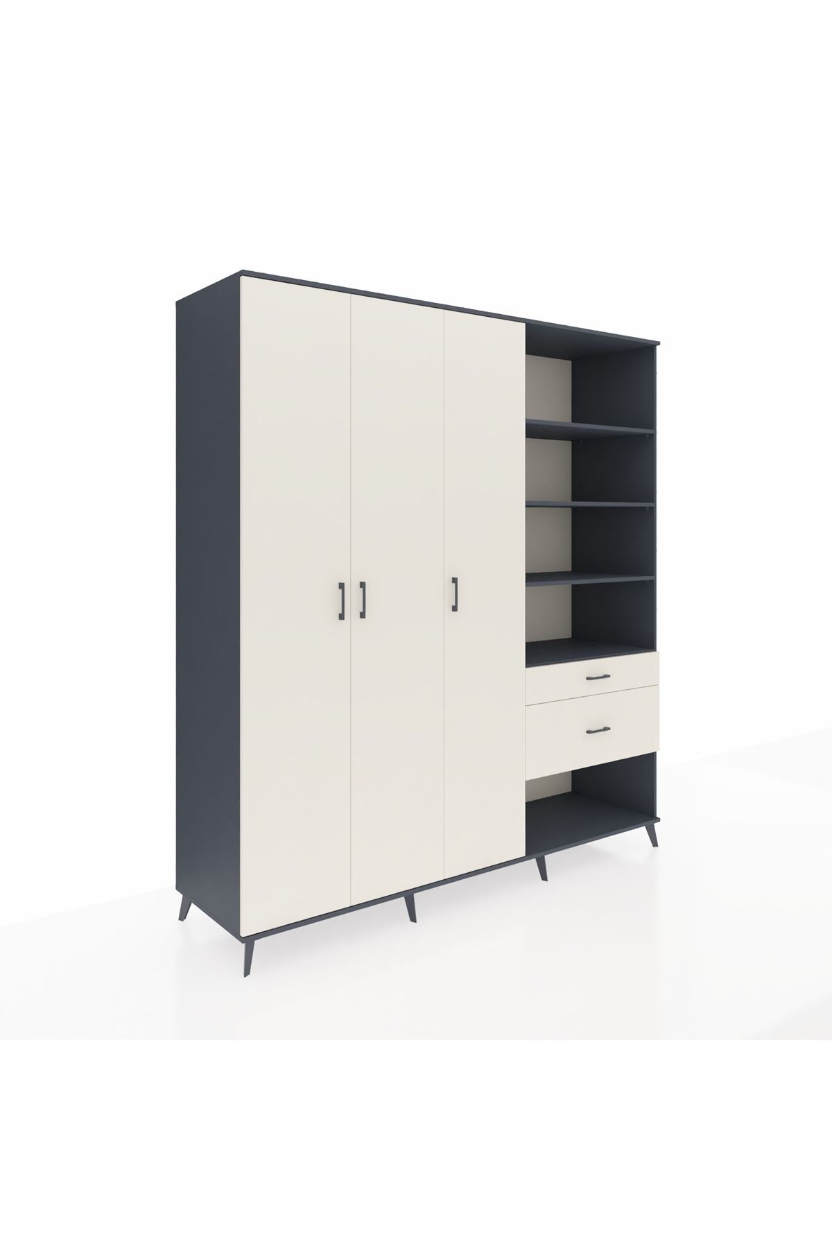 Kronos Dolap 16 Raflı 2 Çekmeceli 3 Kapaklı 220x59x243 - S784M067V13C