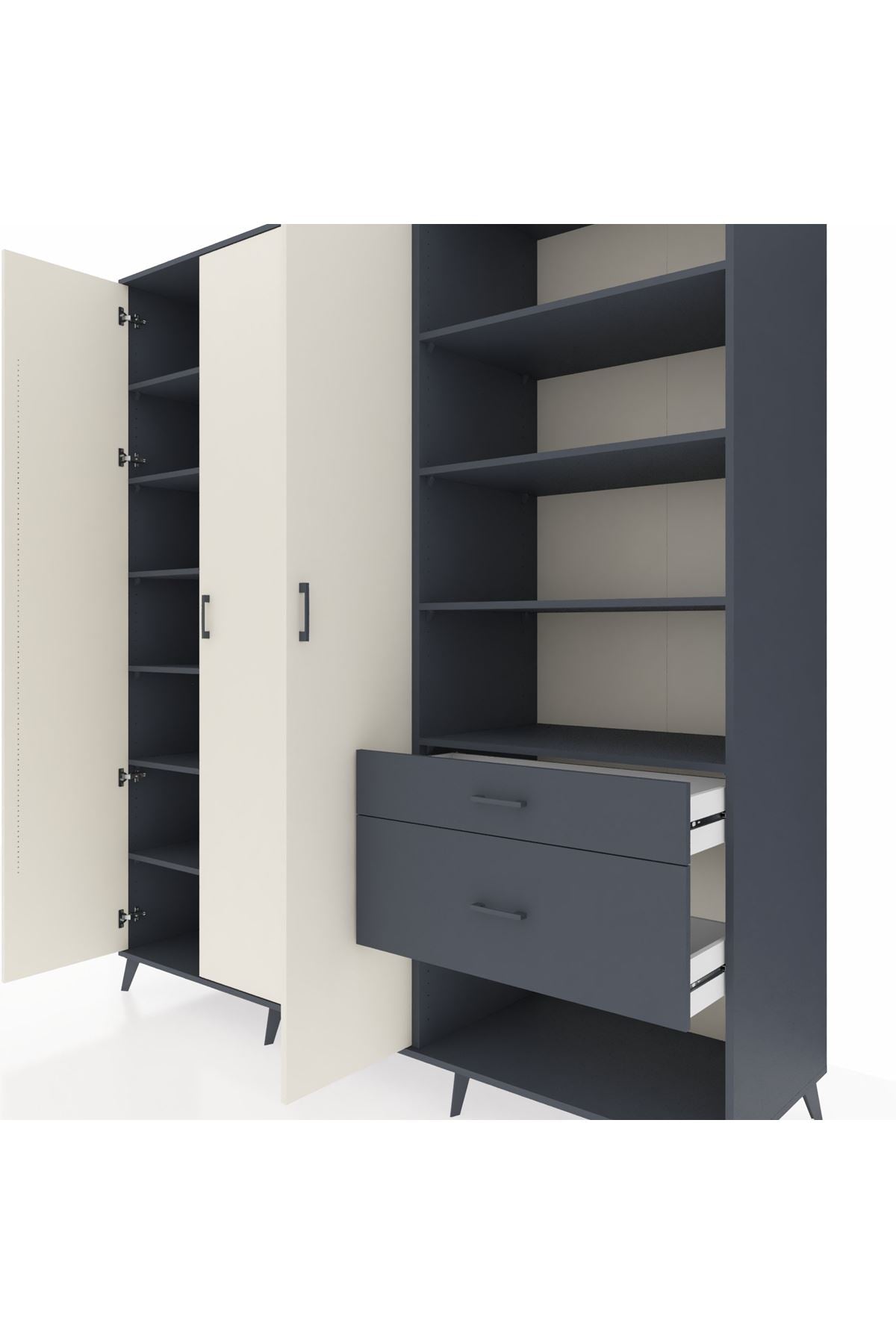 Kronos Dolap 16 Raflı 2 Çekmeceli 3 Kapaklı 220x59x243 - S784M067V14C