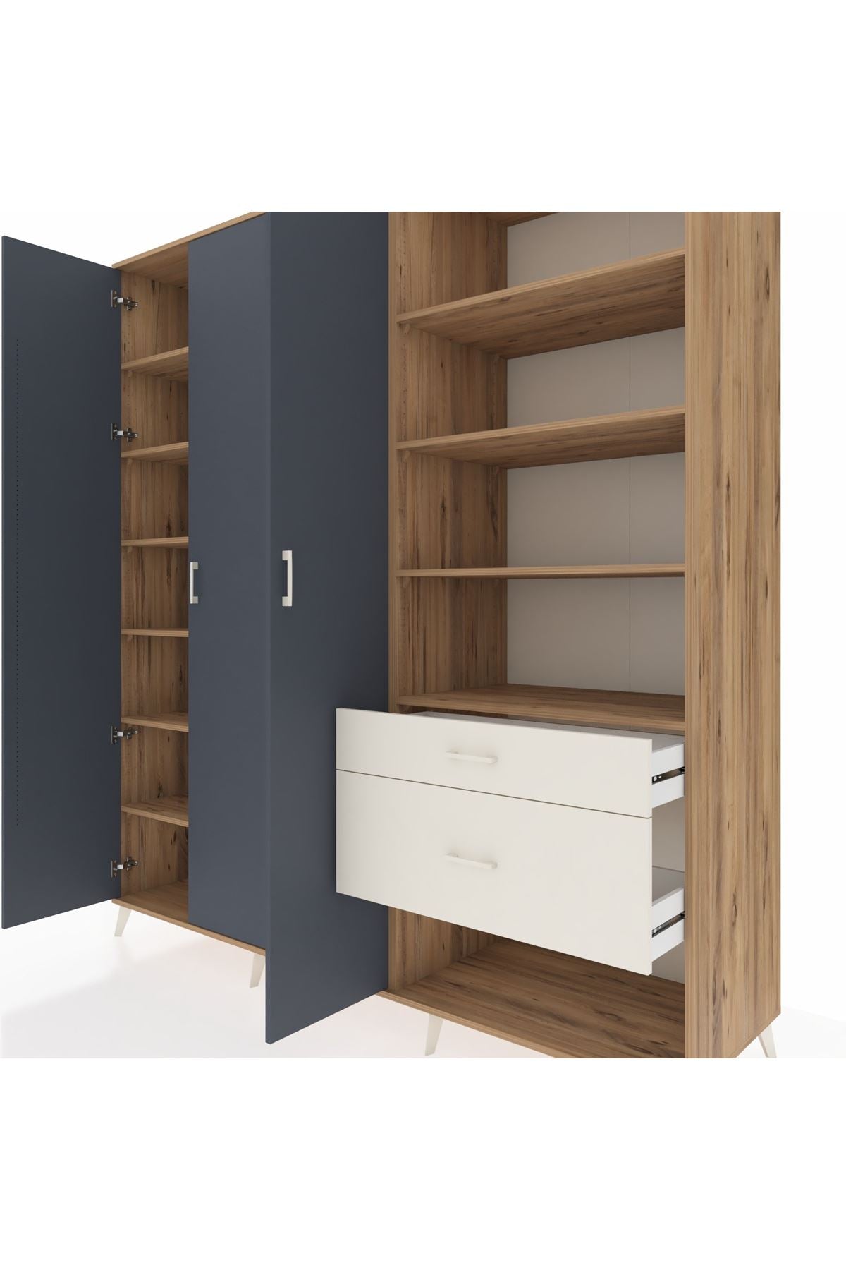 Kronos Dolap 16 Raflı 2 Çekmeceli 3 Kapaklı 220x59x243 - S784M067V25C