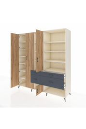 Kronos Dolap 14 Raflı 4 Çekmeceli 4 Kapaklı 220x59x243 Aytaşı-Çam/Antrasit