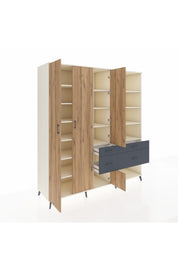 Kronos Dolap 14 Raflı 4 Çekmeceli 4 Kapaklı 220x59x243 Aytaşı-Çam/Antrasit