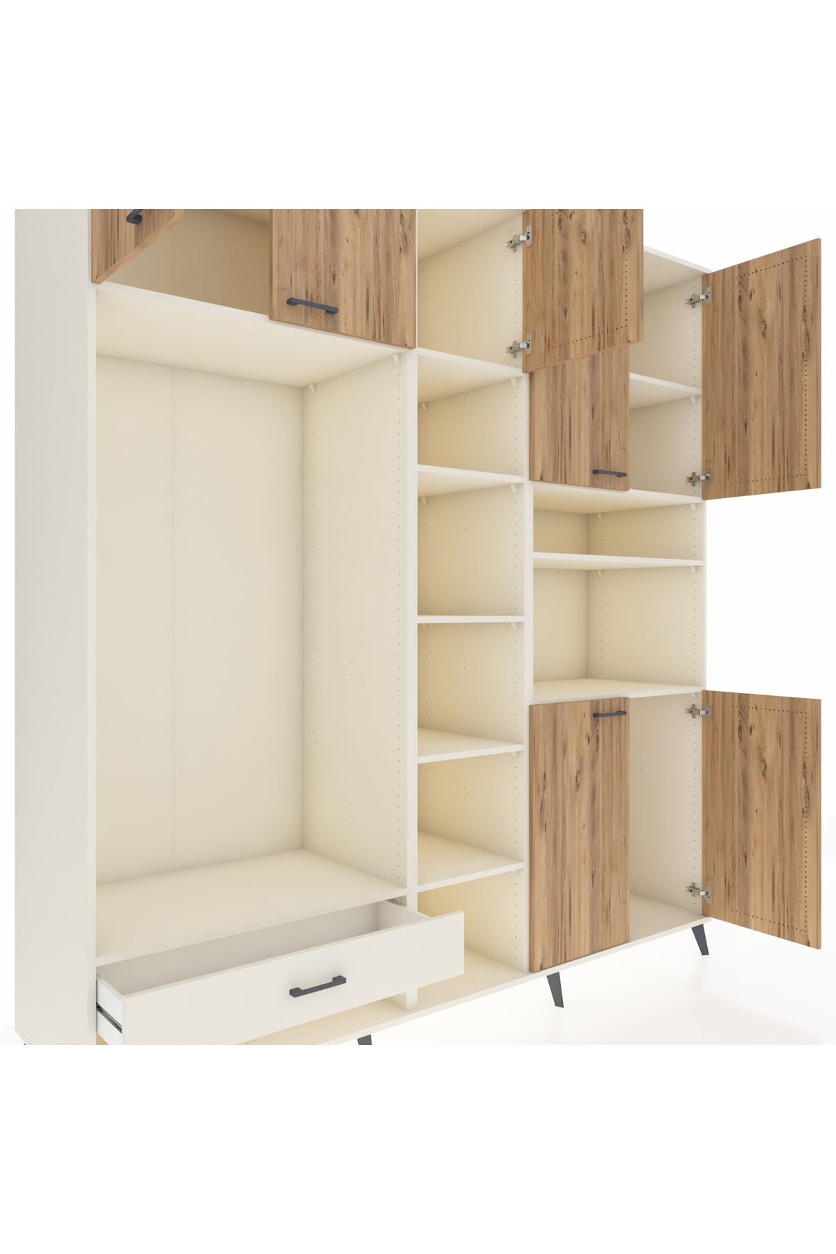 Kronos Dolap 11 Raflı Tek Çekmeceli 7 Kapaklı 220x59x243 - S784M069V01C