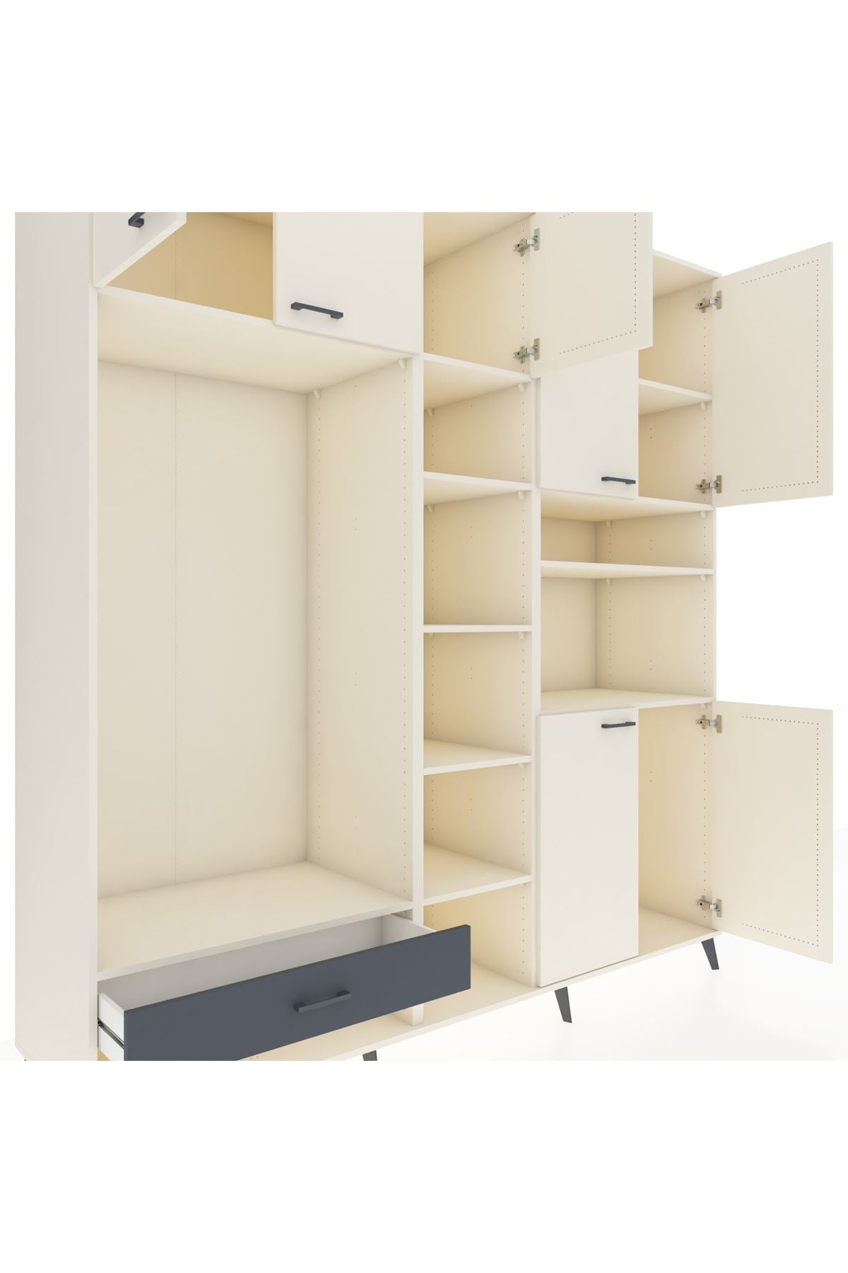Kronos Dolap 11 Raflı Tek Çekmeceli 7 Kapaklı 220x59x243 - S784M069V05C