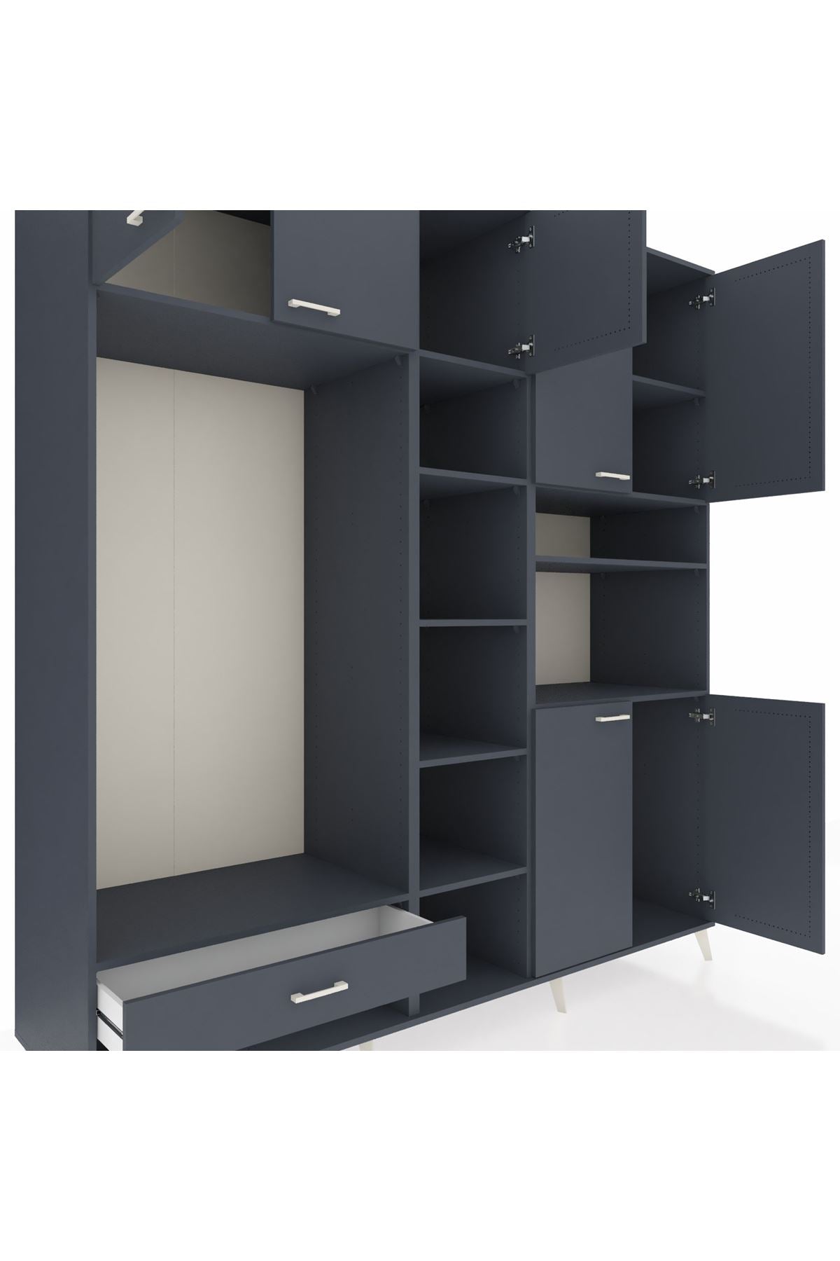 Kronos Dolap 11 Raflı Tek Çekmeceli 7 Kapaklı 220x59x243 - S784M069V17C