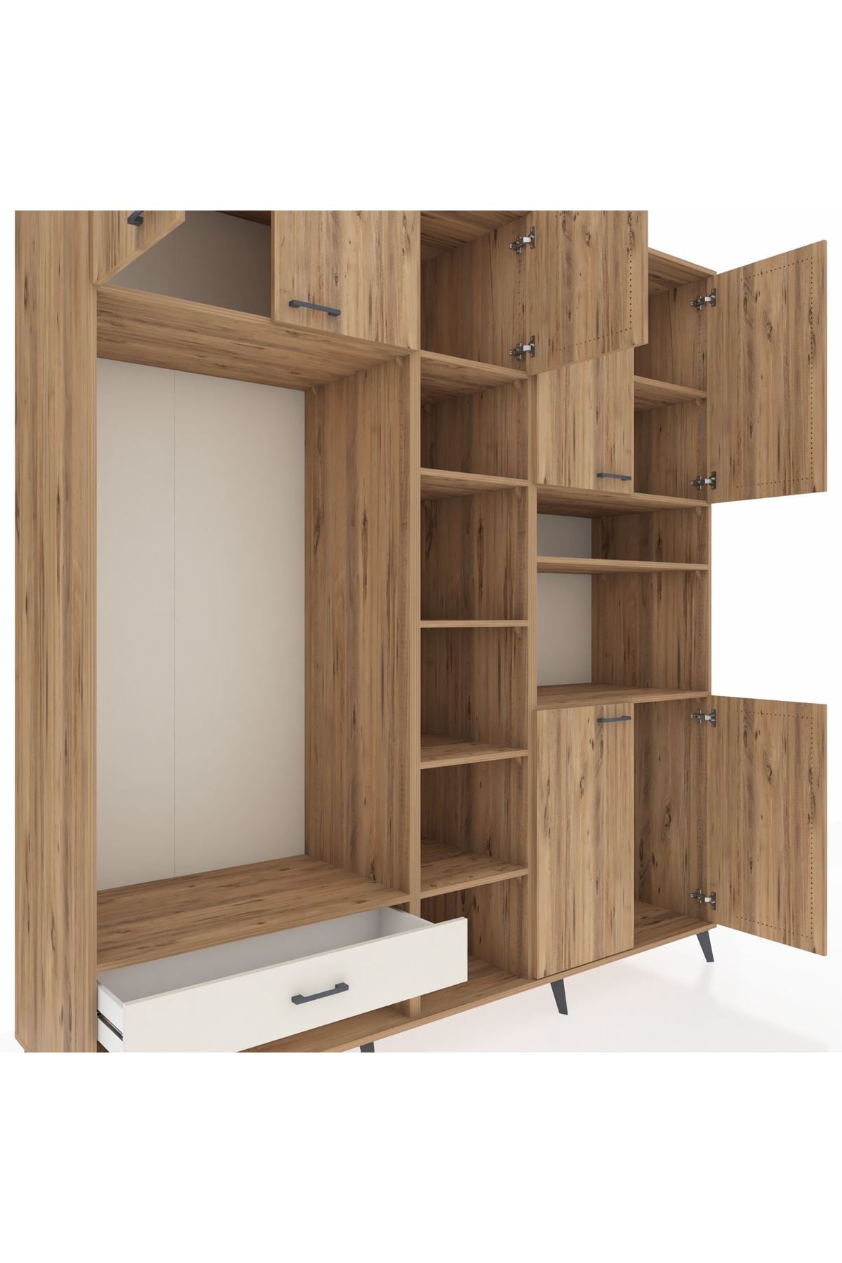 Kronos Dolap 11 Raflı Tek Çekmeceli 7 Kapaklı 220x59x243 - S784M069V19C