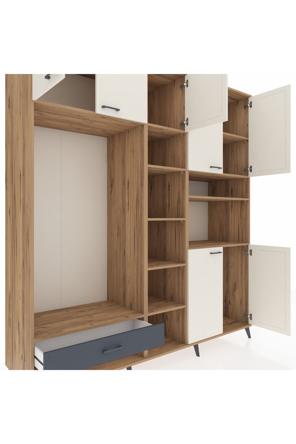 Kronos Dolap 11 Raflı Tek Çekmeceli 7 Kapaklı 220x59x243 - S784M069V23C
