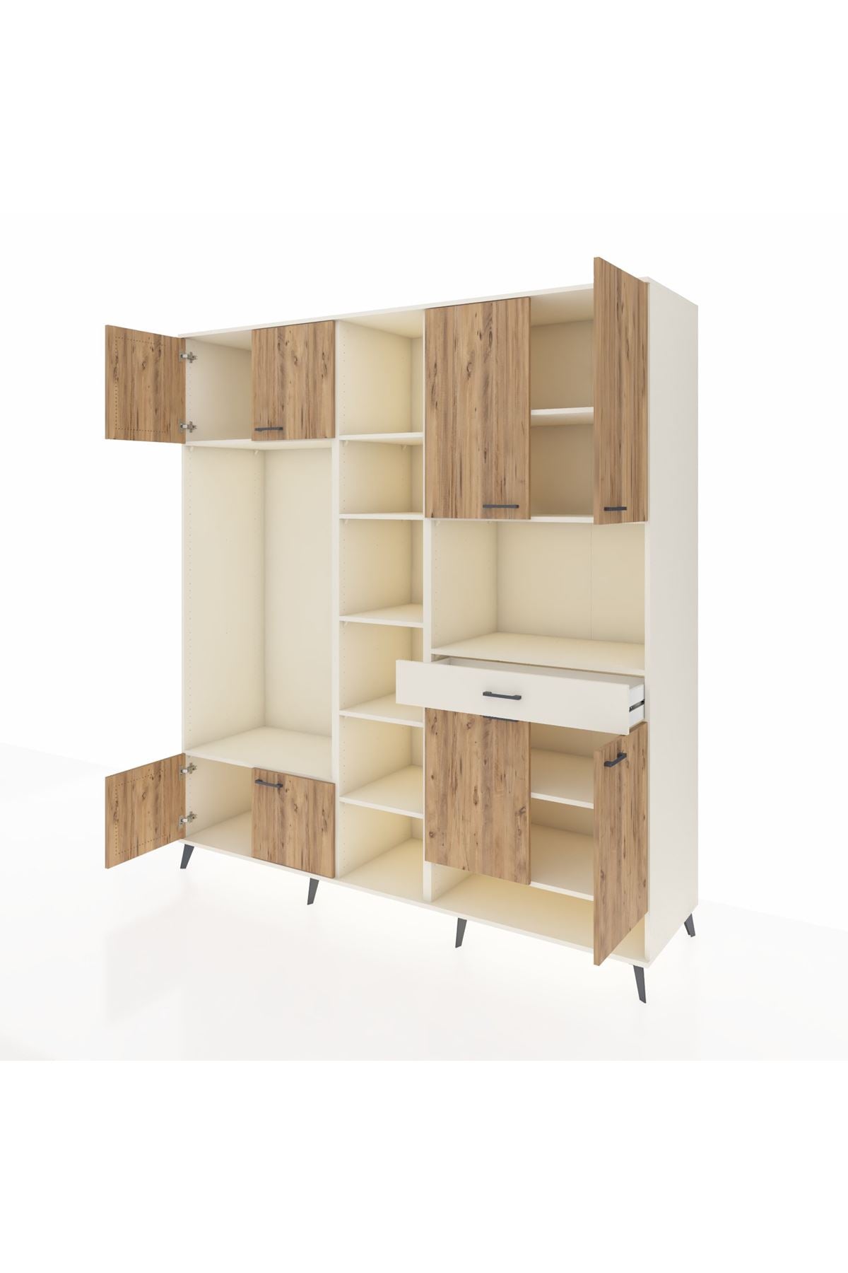 Kronos Dolap 12 Raflı Tek Çekmeceli 8 Kapaklı 220x59x243 - S784M070V01C