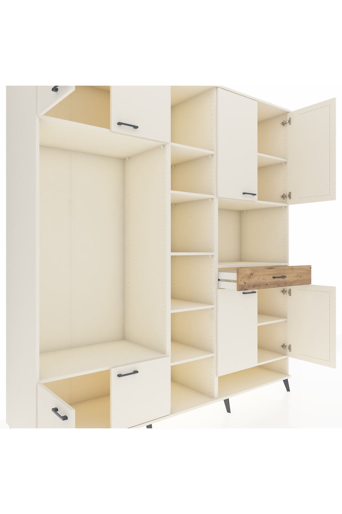 Kronos Dolap 12 Raflı Tek Çekmeceli 8 Kapaklı 220x59x243 - S784M070V06C