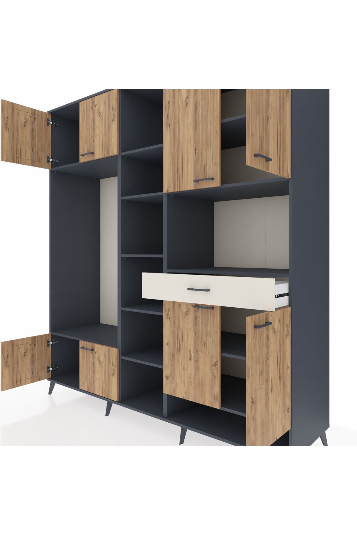 Kronos Dolap 12 Raflı Tek Çekmeceli 8 Kapaklı 220x59x243 - S784M070V10C