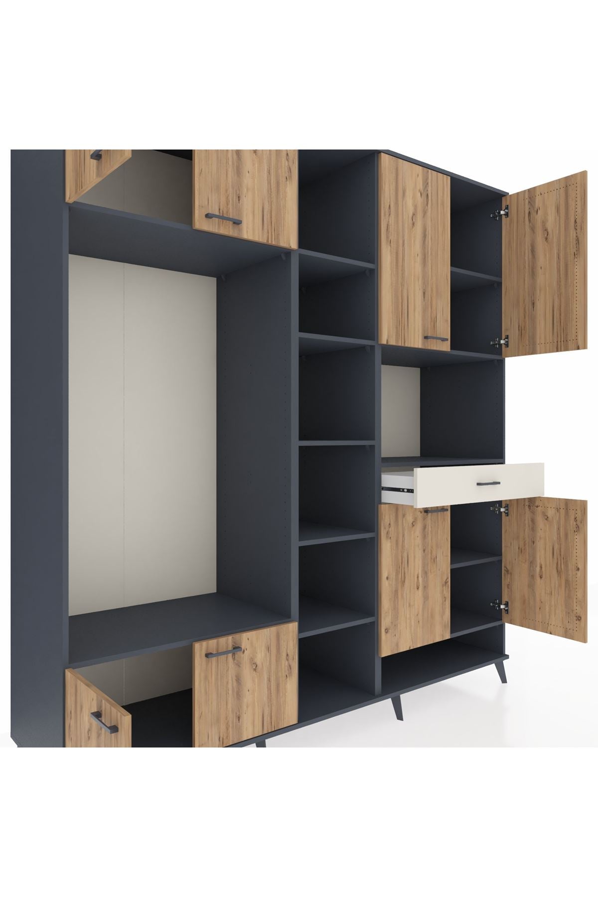 Kronos Dolap 12 Raflı Tek Çekmeceli 8 Kapaklı 220x59x243 - S784M070V10C