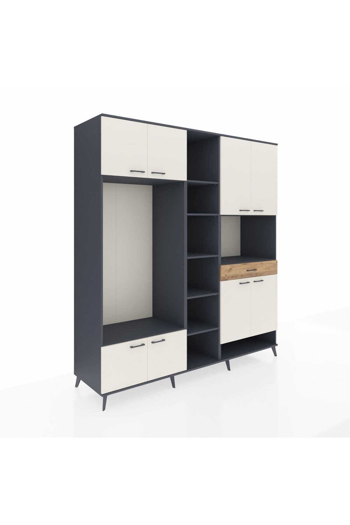 Kronos Dolap 12 Raflı Tek Çekmeceli 8 Kapaklı 220x59x243 - S784M070V15C
