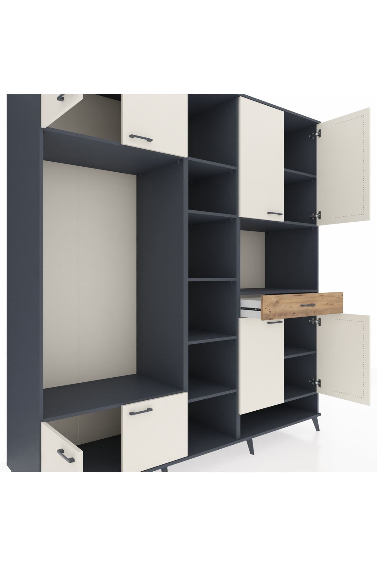 Kronos Dolap 12 Raflı Tek Çekmeceli 8 Kapaklı 220x59x243 - S784M070V15C