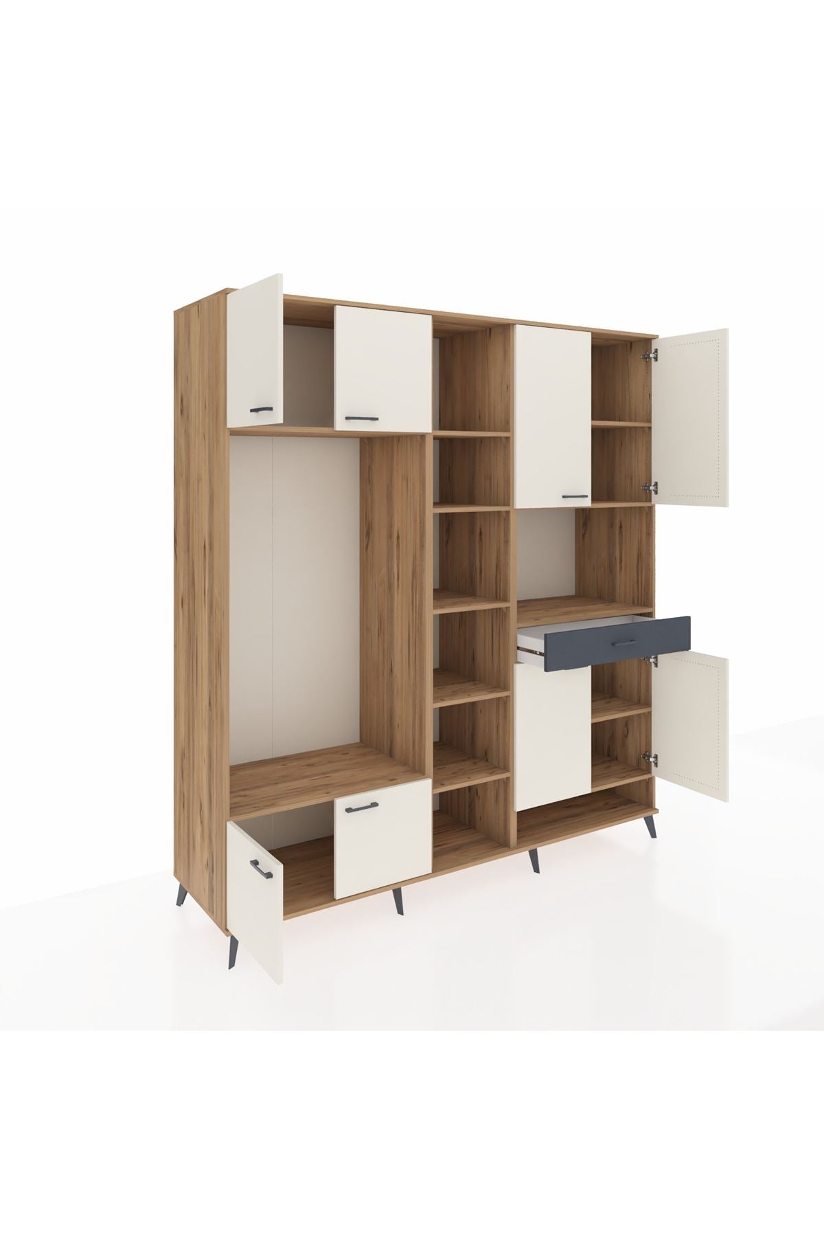 Kronos Dolap 12 Raflı Tek Çekmeceli 8 Kapaklı 220x59x243 - S784M070V23C