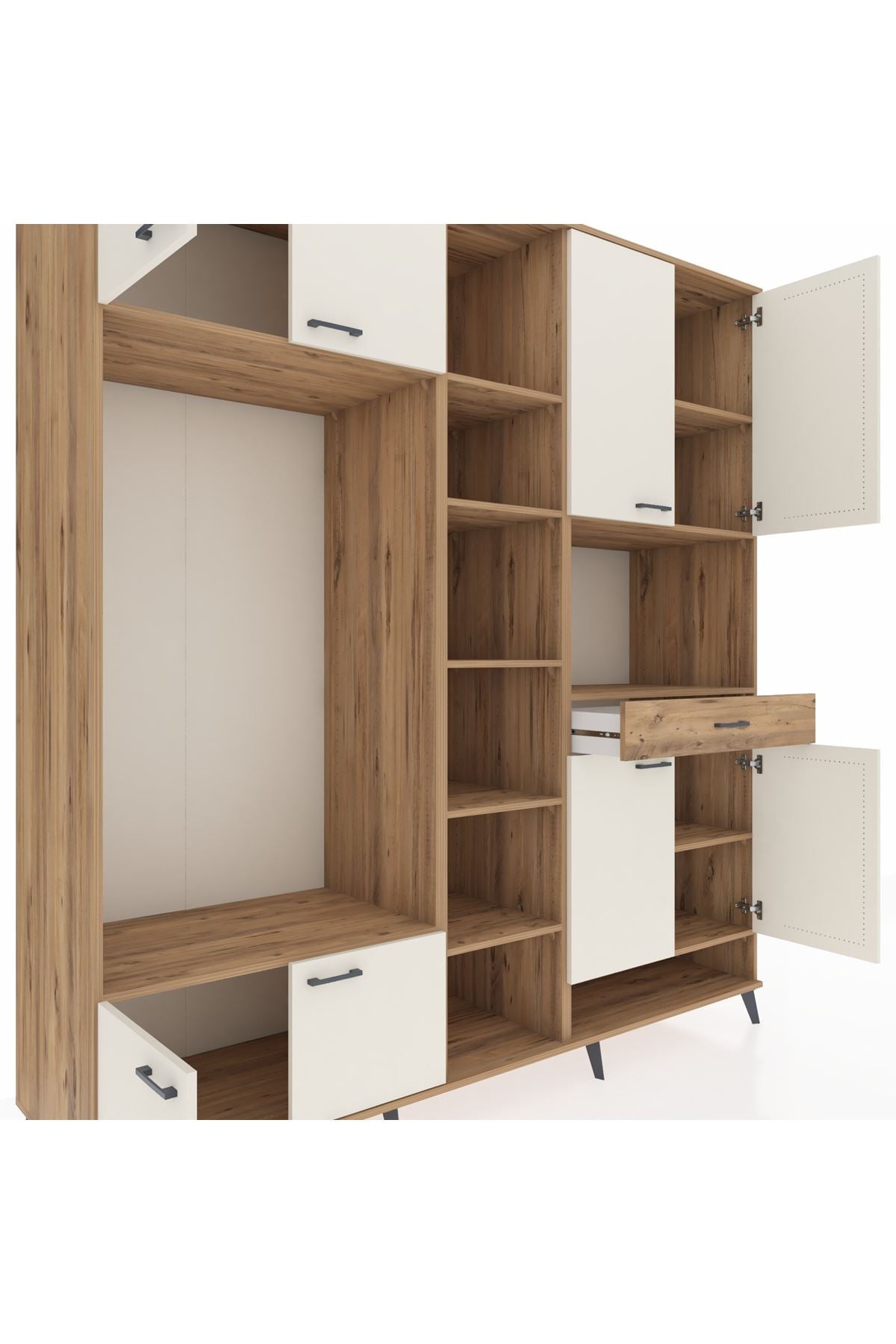 Kronos Dolap 12 Raflı Tek Çekmeceli 8 Kapaklı 220x59x243 - S784M070V24C