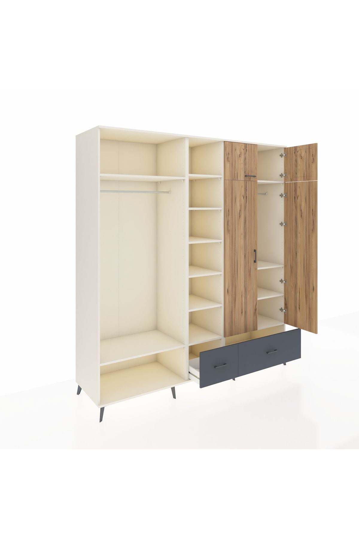 Kronos Dolap 12 Raflı 2 Çekmeceli 2 Askılı 220x59x243 - S784M072V02C